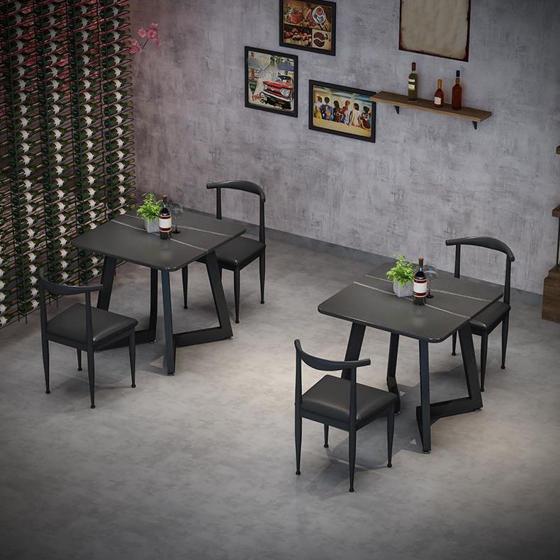 Sintered Stone Dining Table Black Industrial Style Dining Table with Metal Base Clearhalo 'Dining Tables & Seating' 'Dining Tables' 'dining_table' 'furn' 'furn_dining_table' 'Furniture' 'furniture_dining_table' 'Kitchen & Dining Furniture' 'kitchen' 'kitchen_dining_table' 1200x1200_abe175bf-1c47-4e93-bdf6-52afb32c159c