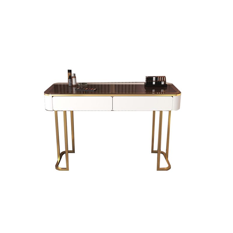 Tavolo da toeletta in legno per trucco top in vetro con cassetti di stoccaggio
