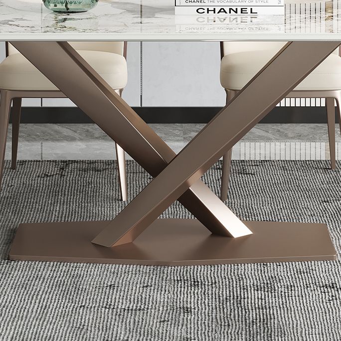 Metal Traditional Luxury Rectangle Indoor Table Sintered Stone Table with Pedestal Base Clearhalo ' dining_table' 'Dining Tables & Seating' 'Dining Tables' 'furn' 'furn_dining_table' 'Furniture' 'furniture_dining_table' 'Kitchen & Dining Furniture' 'kitchen&dining_furn' 'kitchen' 'kitchen_dining_table' 1200x1200_abe7a6d0-2a99-4270-8119-0103e5a02a5f