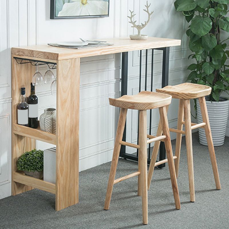 Moderner Bartisch aus massivem Holz, Esstisch mit Ablageflächen