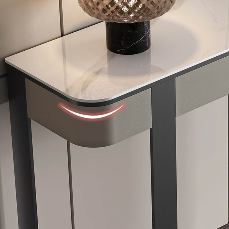 Tavolo da console a mezzaluna moderna Tabella di divano console in oro/grigio