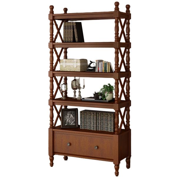 Rectangle Open Storage Bookshelf Nordic Solid Wood Bookshelf with Drawer