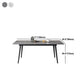 Industrial Rectangle Dining Site Table Black Tripod Base Dining Table with Stone Top