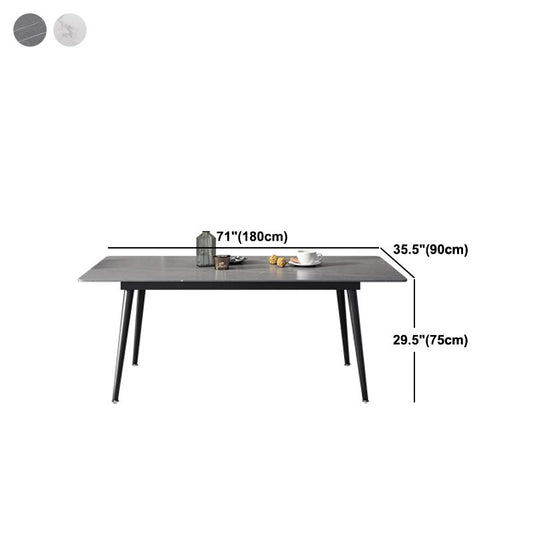 Industrial Rectangle Dining Site Table Black Tripod Base Dining Table with Stone Top