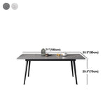 Industrial Rectangle Dining Site Table Black Tripod Base Dining Table with Stone Top