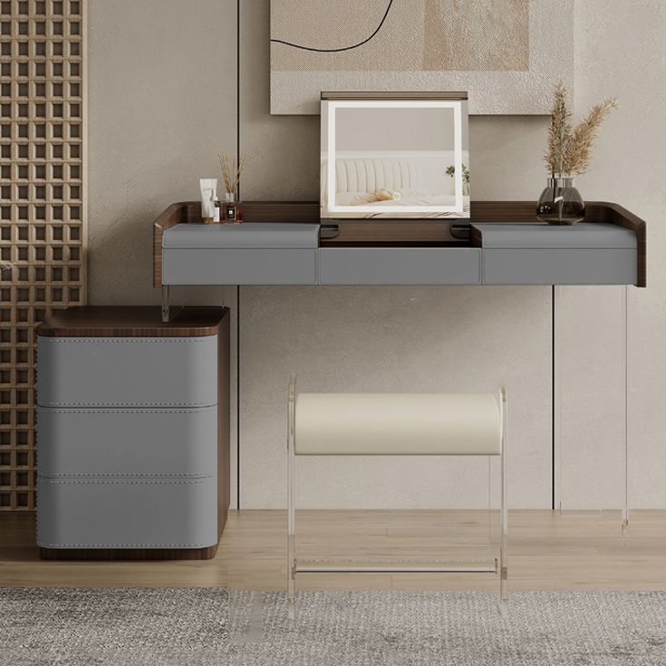 Tavolo da toeletta da toeletta in legno per trucco a flip-top con 5 cassetti