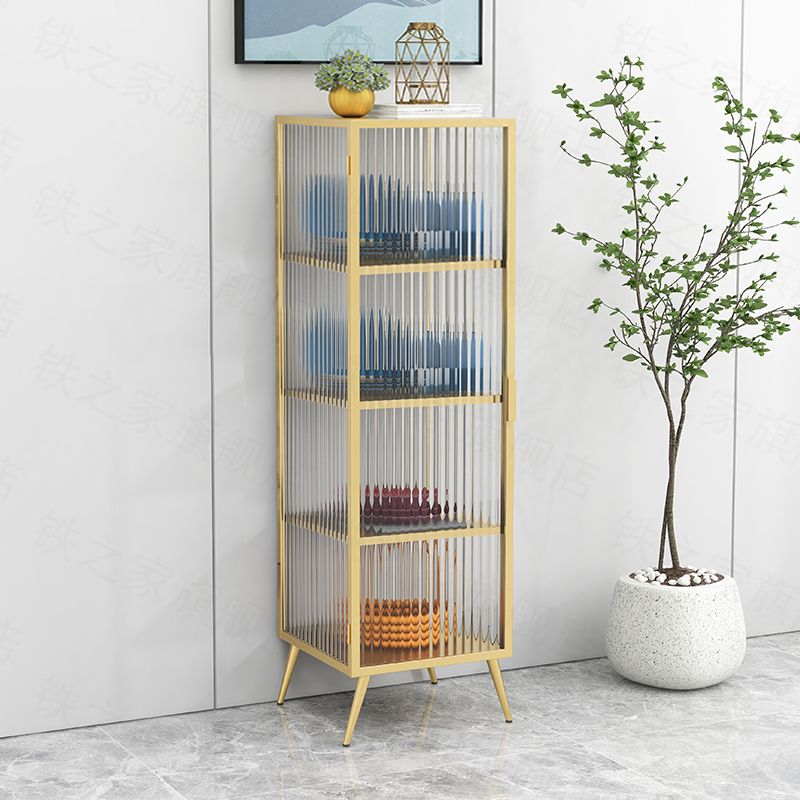 Living Room Metal Kitchen Server 54-inch Height Glass Door Dining Server Clearhalo 'buffet_sideboard' 'Buffets & Sideboards' 'furn' 'furn_buffet_sideboard' 'Furniture' 'Kitchen & Dining Furniture' 1200x1200_abf03bc4-ebd1-497b-bb58-1c0683851c44