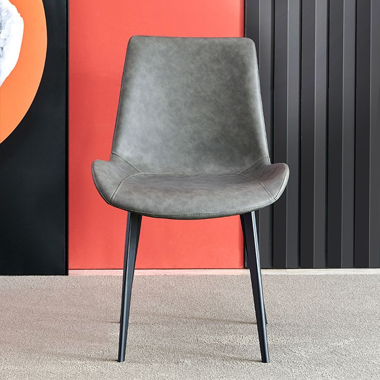 Metal Contemporary Dining Room Side Chair Matte Finish Solid Back Dining Chair Clearhalo ' kitchen&dining_furn' 'Dining Chairs' 'Dining Tables & Seating' 'dining_chair' 'Furniture' 'furniture_dining_chair' 'Kitchen & Dining Furniture' 'kitchen' 1200x1200_abf1119e-7dd1-41c8-936a-5515ba0c02c9