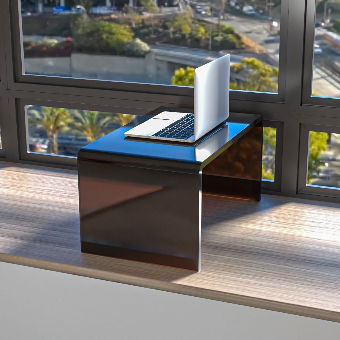 Acrylic Rectangular Writing Desk Contemporary Sled Base Laptop Table Clearhalo 'furn' 'furn_office_desk' 'Furniture' 'Office Desks' 'Office Furniture' 'office_desk' 1200x1200_abf11298-3dce-455f-a18a-6f22aea65aff