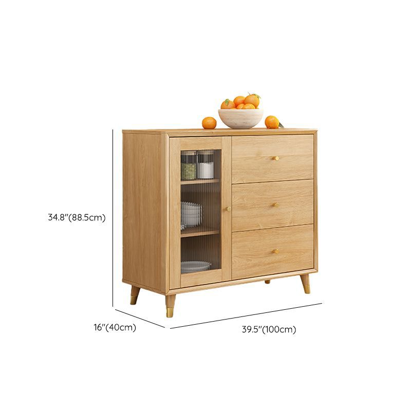 Legno massiccio moderno da pranzo porte di vetro in vetro con cassetti con cassetti