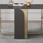 Modern Style Rectangle Dining Table 62.6" Sintered Stone Drop-Leaf Table with Metal Base Clearhalo ' dining_table' 'Dining Tables & Seating' 'Dining Tables' 'furn' 'furn_dining_table' 'Furniture' 'furniture_dining_table' 'Kitchen & Dining Furniture' 'kitchen&dining_furn' 'kitchen' 'kitchen_dining_table' 1200x1200_abf2870c-b8d8-4305-a542-03e17e8c49fd