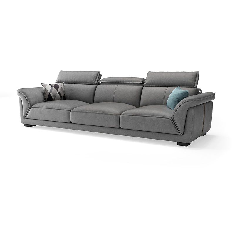 Sofá de cuero sintético gris y chaise moderna bizcho