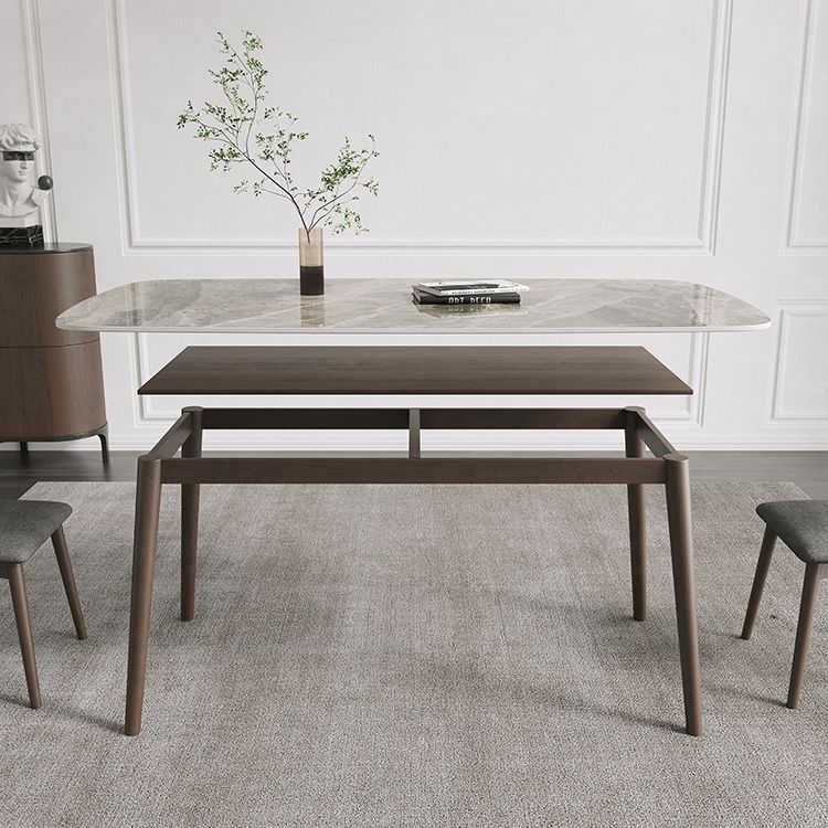 Mid-Century Modern Dining Table Rectangle Stone Top 4 Legs Dining Site Table Clearhalo 'Dining Tables & Seating' 'Dining Tables' 'dining_table' 'furn' 'furn_dining_table' 'Furniture' 'furniture_dining_table' 'Kitchen & Dining Furniture' 'kitchen' 'kitchen_dining_table' 1200x1200_abf57776-197e-45a5-a439-e44e129708d3