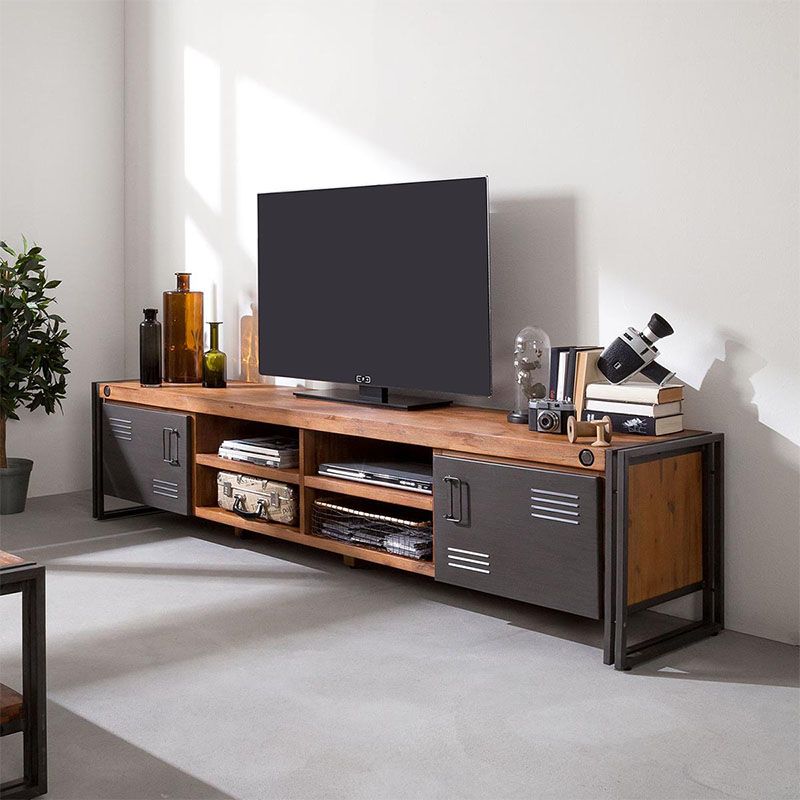 Console televisiva industriale Console TV in legno massiccio con 2 porte