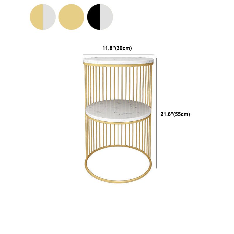 1 Drum Round End Table Mid-Century Double Tier Side End Table