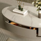 Glam Oval Slate Top Coffee Table 13.77" Tall Cocktail Table with Storage