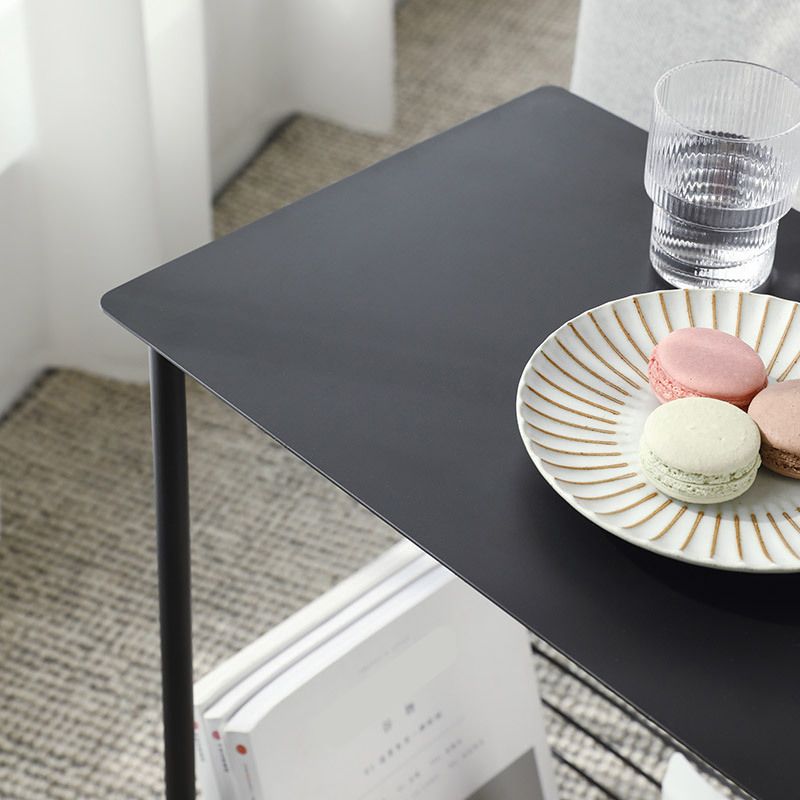 23.62" Tall Rectangular Side Accent Table Metal 4 Legs End Table