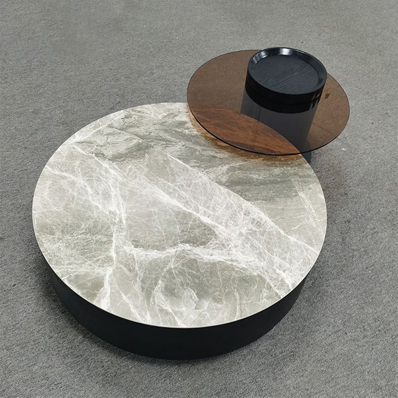 Round Nesting Coffee Table Pedestal Stone Cocktail Table with Drawer Clearhalo 'Coffee & Accent Tables' 'Coffee Tables' 'coffee_tables' 'furn' 'furn_coffee_tables' 'Furniture' 'Living Room Furniture' 1200x1200_abf80184-dbdd-4fdc-85e3-fb9acb502011