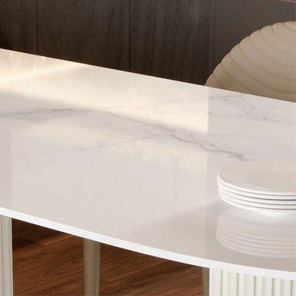 Double Pedestal Dining Table Stone Top Dining Table in White for Kitchen Clearhalo 'Dining Tables & Seating' 'Dining Tables' 'dining_table' 'furn' 'furn_dining_table' 'Furniture' 'Kitchen & Dining Furniture' 1200x1200_abf9322b-8b46-452a-a558-38d1667e0b29