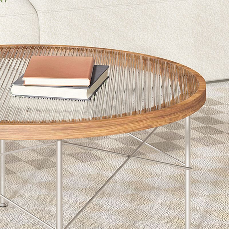 15"H Tropical Coffee Table Glass 4 Legs Coffee Cocktail Table Clearhalo 'Coffee & Accent Tables' 'Coffee Tables' 'coffee_tables' 'furn' 'furn_coffee_tables' 'Furniture' 'Living Room Furniture' 1200x1200_abf93708-1923-40a2-8b80-ba8868ec7eaa