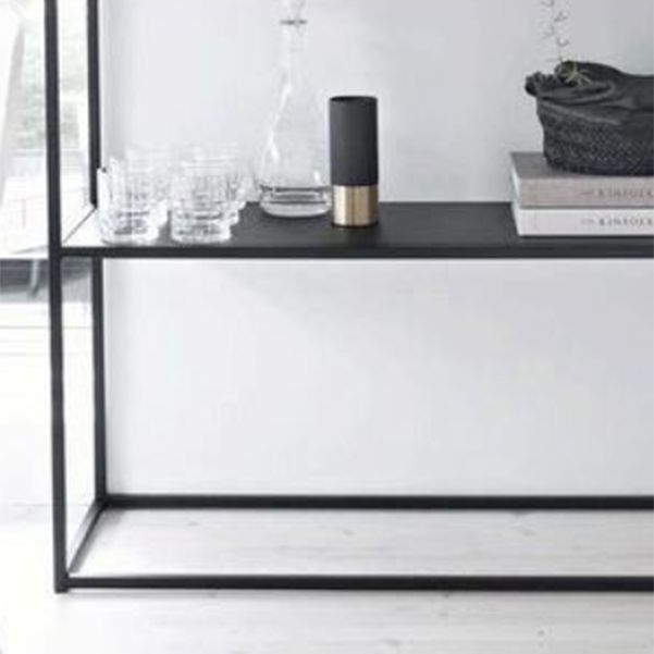 Tavolo da divano di divano console di ferro contemporaneo Tavolino console rettangolare con scaffale per la sala