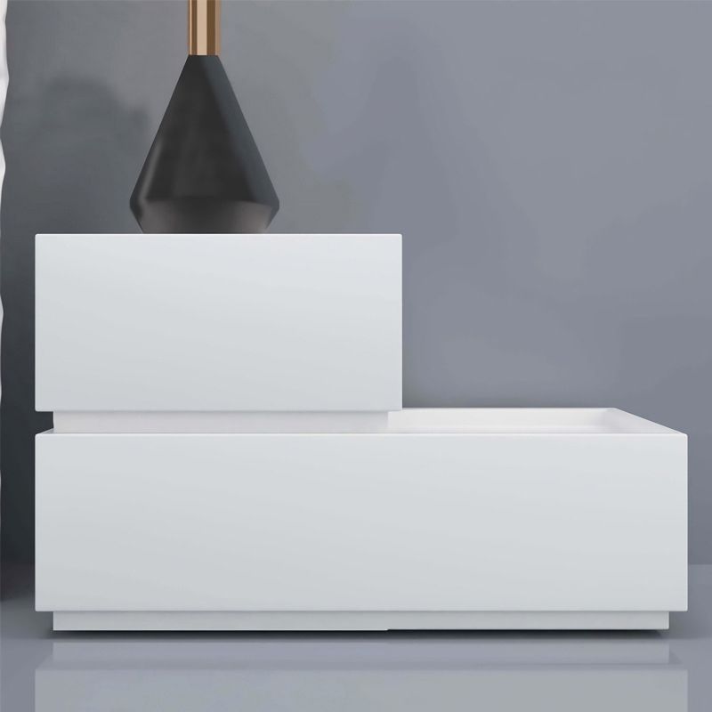 Moderner 2-Schalter-Nachttisch 18-Zoll großer Nachttisch in Grau/Schwarz/Weiß