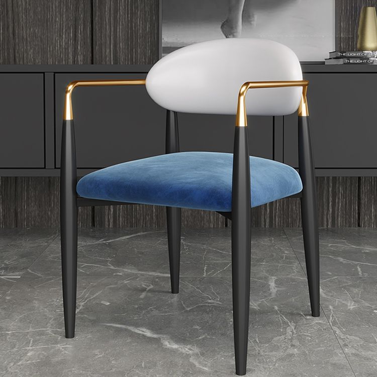 Contemporary Home Open Back Arm Chair Matte Finish Upholstered Dining Chair Clearhalo ' kitchen&dining_furn' 'Dining Chairs' 'Dining Tables & Seating' 'dining_chair' 'furn' 'furn_dining_chair' 'Furniture' 'furniture_dining_chair' 'Kitchen & Dining Furniture' 'kitchen' 1200x1200_abfc085a-a320-4654-8ee9-8f1e6110081c