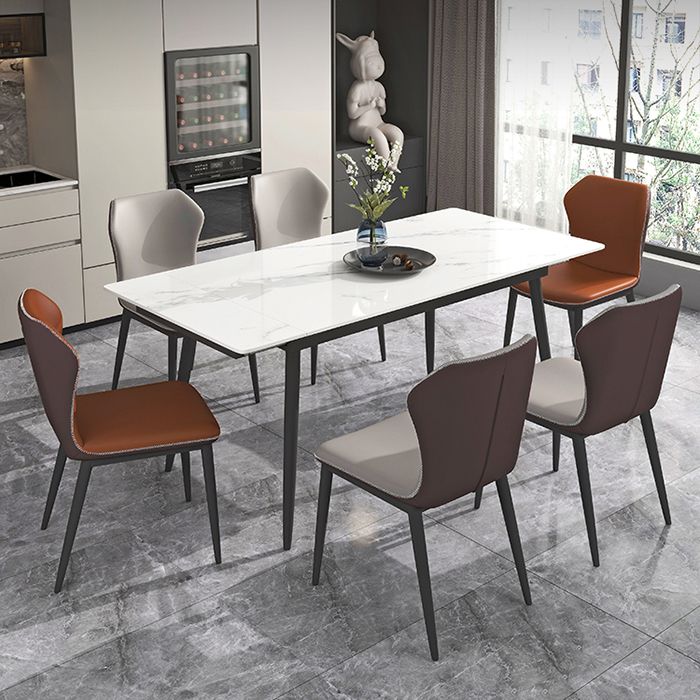 Modern Stone Dining Table Set 1/4/5/7 Pieces Dining Set for Home Use Clearhalo 'Dining Room Sets' 'Dining Tables & Seating' 'dining_room_set' 'furn' 'furn_dining_room_set' 'Furniture' 'furniture_dining_room_set' 'Kitchen & Dining Furniture' 1200x1200_abfcb125-8686-4420-9672-56942d571810