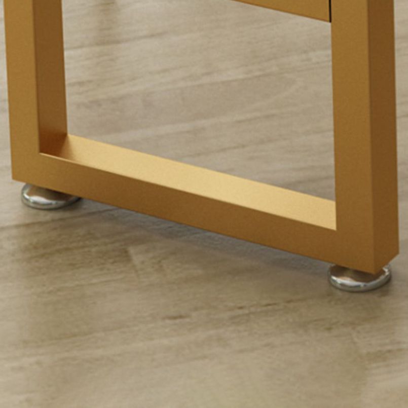Glam Iron Bar Dining Table White Wood Rectangle Indoor Bistro Table with Footrest Clearhalo 'Bar Furniture' 'Bar Tables' 'bar_tables' 'furn' 'furn_bar_tables' 'Furniture' 'furniture_bar_tables' 'Kitchen & Dining Furniture' 1200x1200_abfcdcea-b83c-4419-9663-e86959b12f15