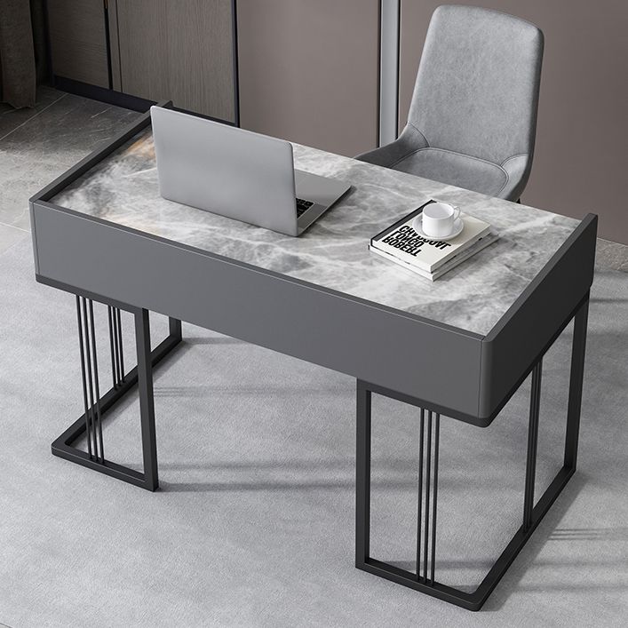 Modern 2-drawer Office Desk Sintered Stone Rectangular Desk for Home Clearhalo 'furn' 'furn_office_desk' 'Furniture' 'Office Desks' 'Office Furniture' 'office_desk' 1200x1200_abfe6bc6-c579-454e-8768-7e53939480d4