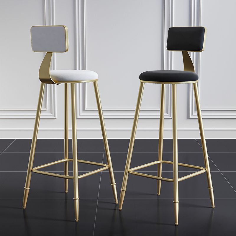 Nordic Backrest Armless Counter Stool Iron Cashier Bar Stool with Velvet Cushion