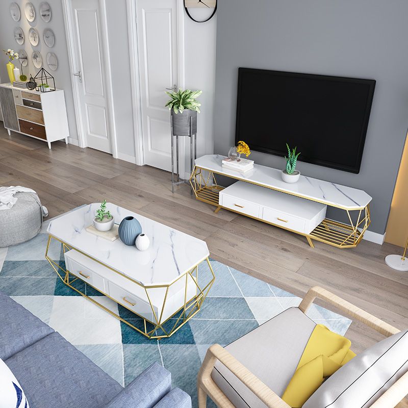 Home Open Shelving TV Stand Luxury Sintered Stone TV Cabinet