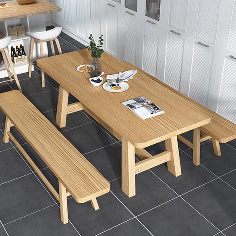 Modern Pine Trestle Dining Table Wood Rectangle Table in Natural Clearhalo 'Dining Tables & Seating' 'Dining Tables' 'dining_table' 'furn' 'furn_dining_table' 'Furniture' 'Kitchen & Dining Furniture' 1200x1200_ac02096d-642a-4f2d-8bd8-4a7f0c862c1e