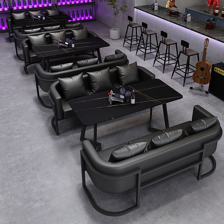 Industrial Dining Table Black Sintered Stone Table with Metal Base for Dining Room Clearhalo ' dining_table' 'Dining Tables & Seating' 'Dining Tables' 'furn' 'furn_dining_table' 'Furniture' 'furniture_dining_table' 'Kitchen & Dining Furniture' 'kitchen&dining_furn' 'kitchen' 'kitchen_dining_table' 1200x1200_ac0312f8-d93f-43ed-93d1-44f7455d0e35