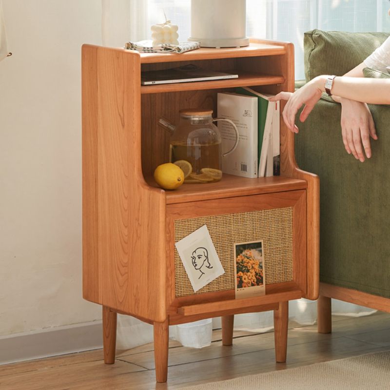 14" Wide Side Table Oak Accent Side Table with Storage for Living Room