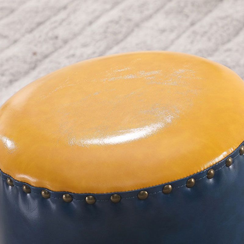 Leather Yellow Pouf Modern Stain Resistant Round Indoor Pouf Clearhalo 'furn' 'furn_ottomans_poufs' 'Furniture' 'Living Room Furniture' 'Ottomans & Poufs' 'ottomans_poufs' 1200x1200_ac03b859-935e-416c-b9c5-4f7392268883