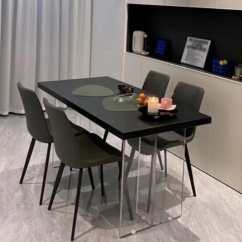 Rectangle Wood Top Dining Table Acrylic Base Modern Dining Table for Living Room Clearhalo 'Dining Tables & Seating' 'Dining Tables' 'dining_table' 'furn' 'furn_dining_table' 'Furniture' 'furniture_dining_table' 'Kitchen & Dining Furniture' 'kitchen' 'kitchen_dining_table' 1200x1200_ac0927dc-04d7-4340-b152-9693673c1003