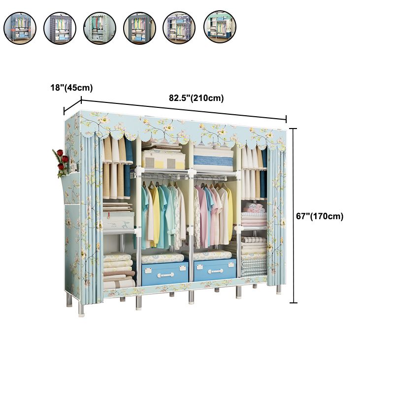 Contemporary Wardrobe Armoire Metal Armoire with Garment Rod for Home