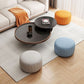 Orange Leather Pouf Modern Round Pure Color Pouf for Drawing Room