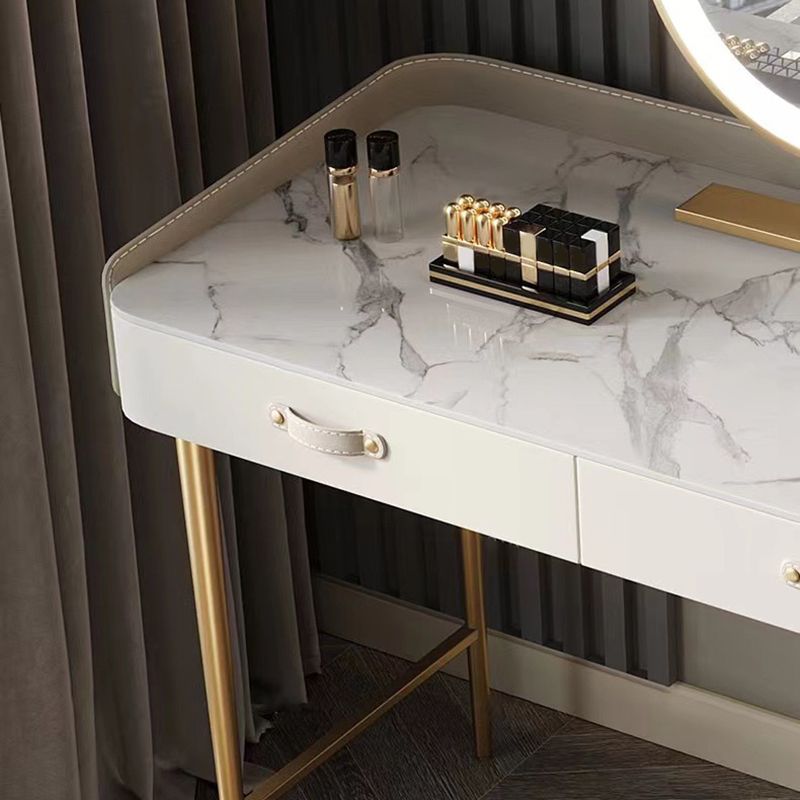 Beige 3/4-Drawers Dressing Table Faux Leather Make-up Vanity Desk Clearhalo 'Bedroom Furniture' 'furn' 'furn_makeup_vanities' 'Furniture' 'Makeup Vanities' 'makeup_vanities' 1200x1200_ac0c2c37-0f27-45e3-8b75-67be4616ddbf
