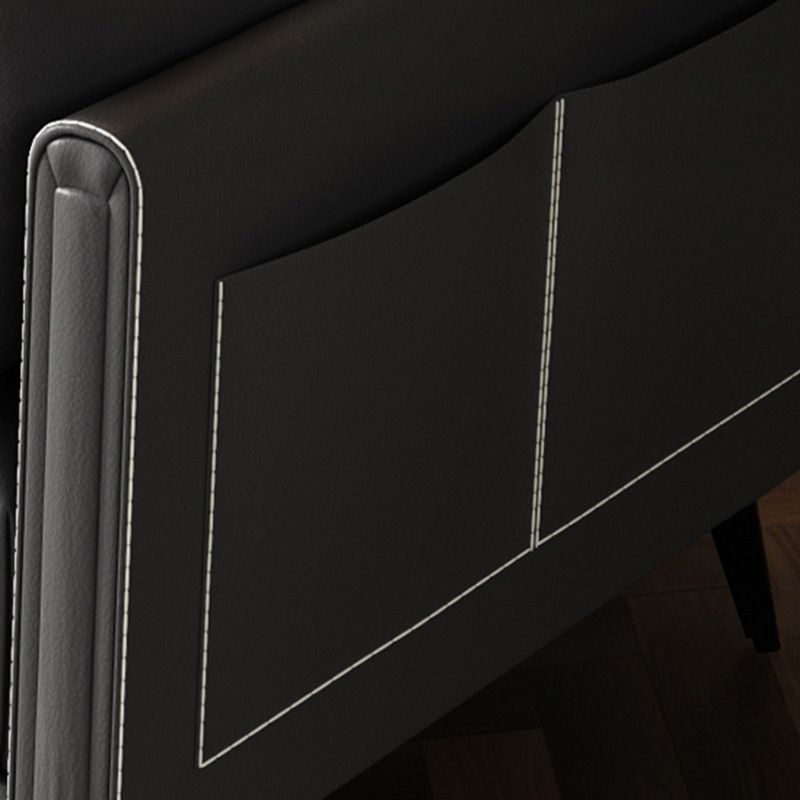 Stationary Storage Stain Resistant Genuine Leather Square Arm Dark Gray Sofa