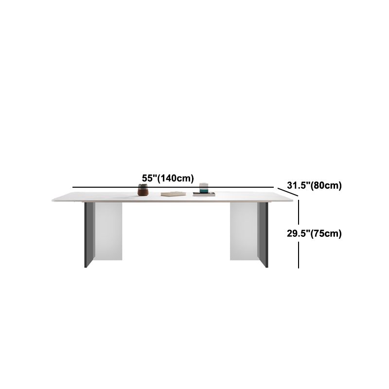 Mesa de comedor moderna con mesa de comedor rectangular de piedra blanca para cocina