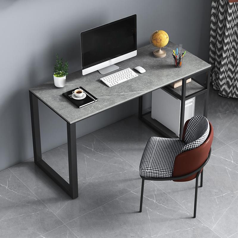 Grey Rectangular Computer Desk Industrial Office Desk with Storage Shelf Clearhalo 'furn' 'furn_office_desk' 'Furniture' 'Office Desks' 'Office Furniture' 'office_desk' 1200x1200_ac0eed98-b6e4-4384-b82d-65867eaaace1
