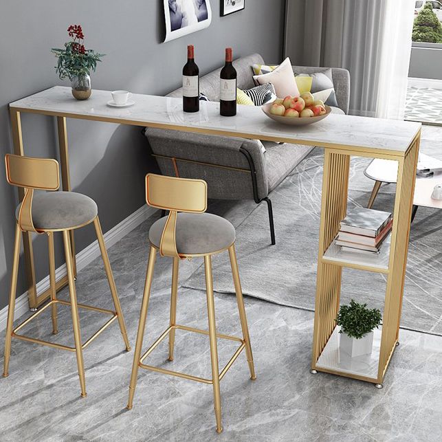 White Counter Table with Rectangle Table Top Double Pedestal Table - 41.3" H Clearhalo 'Bar Furniture' 'Bar Tables' 'bar_tables' 'furn' 'furn_bar_tables' 'Furniture' 'furniture_bar_tables' 'Kitchen & Dining Furniture' 1200x1200_ac1087a5-24eb-4ab4-a800-d8e46051d7db