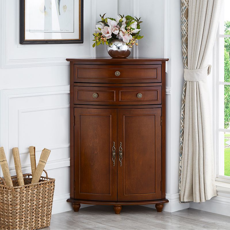 Mid-Century Modern Home Paned Cabinet Solid Wood Corner Side Cabinet Clearhalo 'Cabinets & Chests' 'cabinets_chests' 'furn' 'furn_cabinets_chests' 'Furniture' 'Living Room Furniture' 1200x1200_ac11f4e0-8c4d-4218-bbfd-13fa5a54d7b7