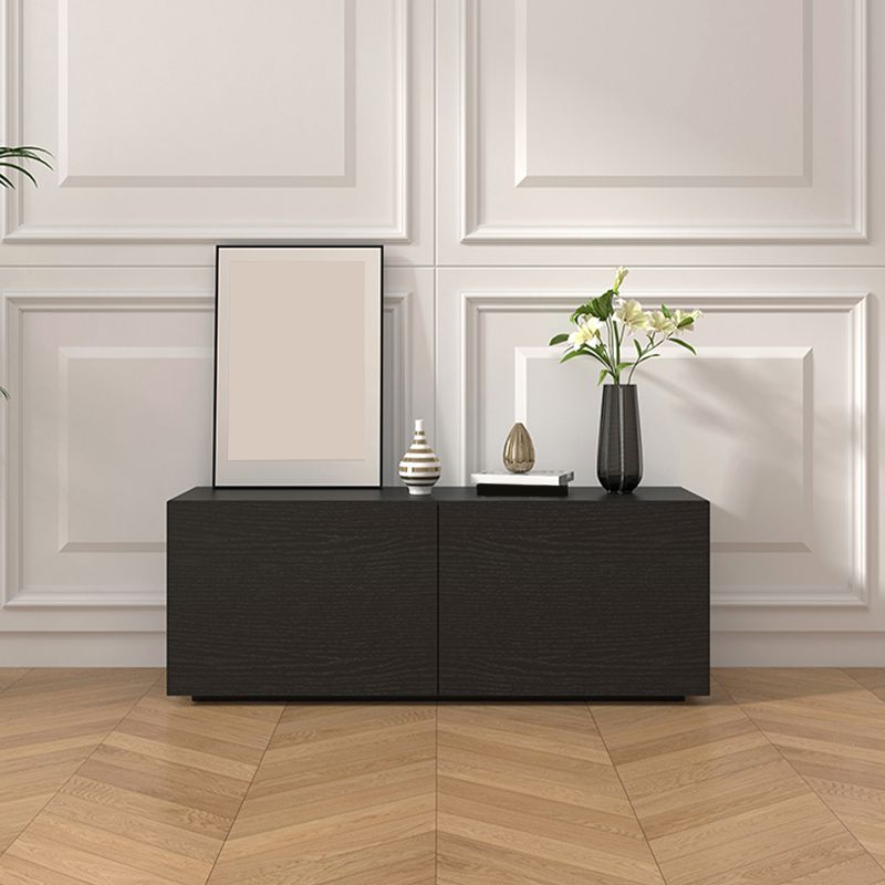 Consola de TV contemporánea negra Consola multimedia de madera sintética con puertas