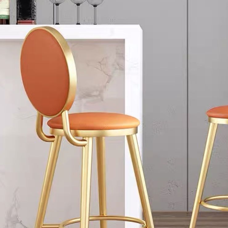Faux Leather Counter Bar Stool Orange and Gold Bar and Counter Stool Clearhalo 'Bar Furniture' 'Bar Stools' 'bar_stools' 'furn' 'furn_bar_stools' 'Furniture' 'Kitchen & Dining Furniture' 1200x1200_ac136cb8-d812-4e20-a435-96fd2a000ff5