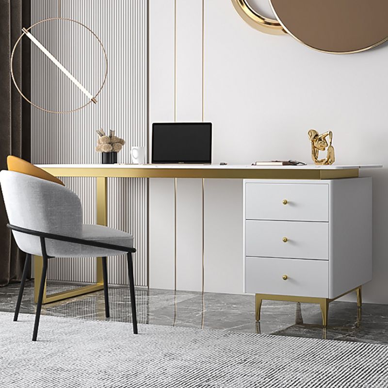 Desca di ufficio contemporanea 23.62 "scrivania rettangolare con 3-cassetti