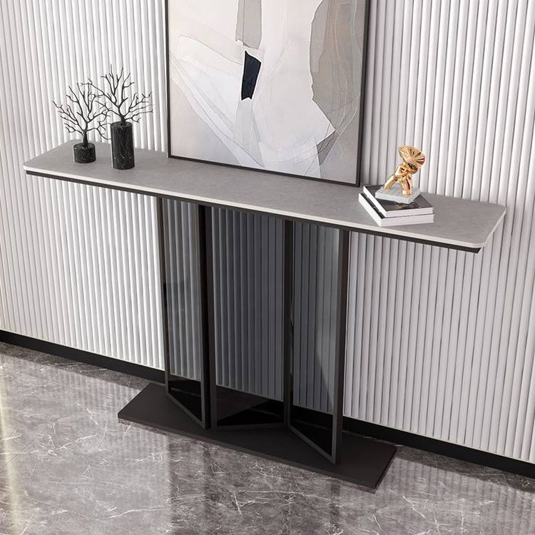 11.81" W Modern Console Table Stone Rectangle Accent Table for Hall