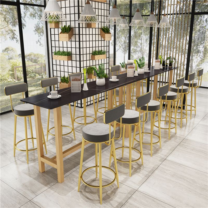 Modern Marble Counter Table with Rectangle Table Top Natural Trestle Table - 42" H Clearhalo 'Bar Furniture' 'Bar Tables' 'bar_tables' 'furn' 'furn_bar_tables' 'Furniture' 'furniture_bar_tables' 'Kitchen & Dining Furniture' 1200x1200_ac16c1d8-ea77-4ea0-9f44-8a0e2c323d56